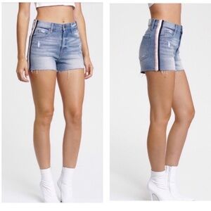 Pistola Winston racer stripe cut off shorts size 25 blue and gold stripe